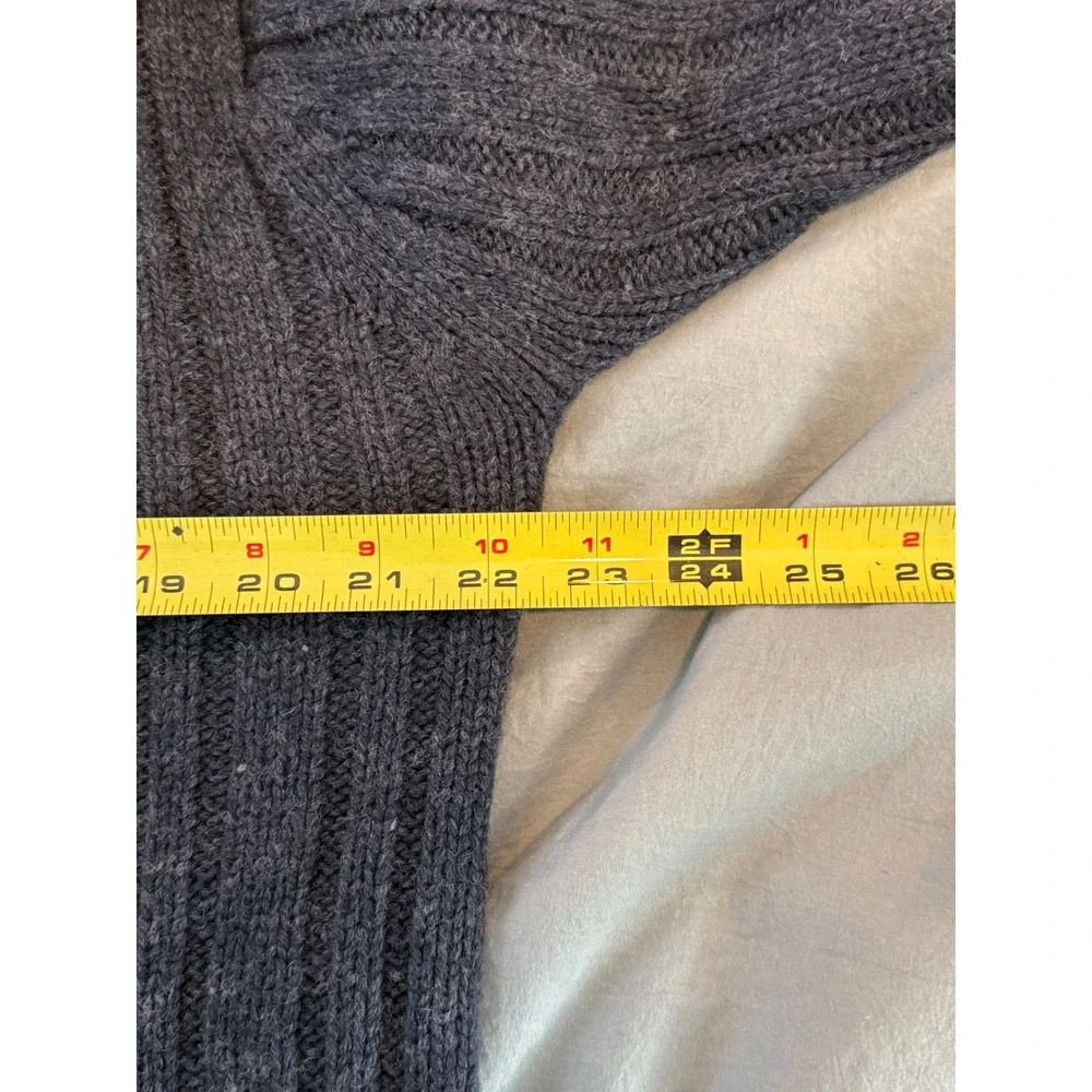 J.Crew Mens 100% Wool Ribbed V-Neck Sweater Blue Charcoal Vintage Large‎